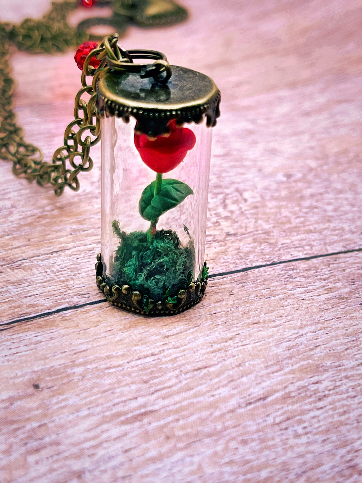 Beauty and the Beast Rose Necklace