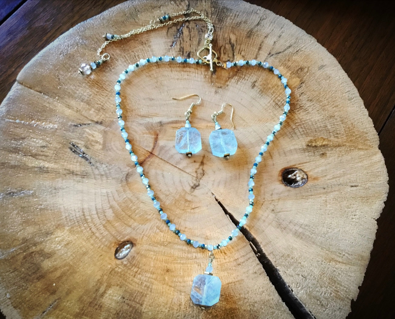 Aqua Chalcedon Ohrringe