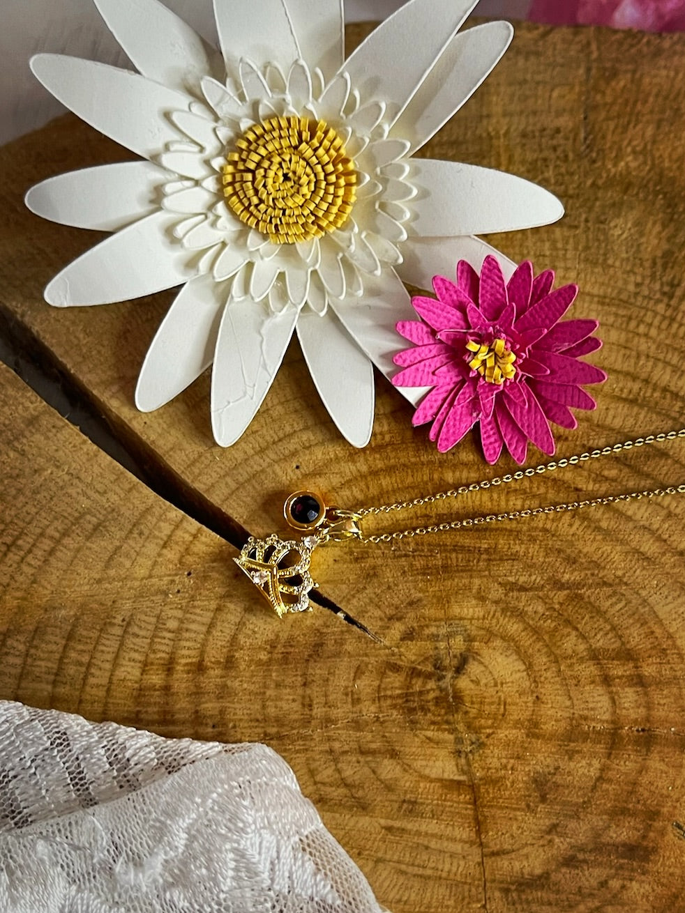 Princess Crown Birthstone Necklace