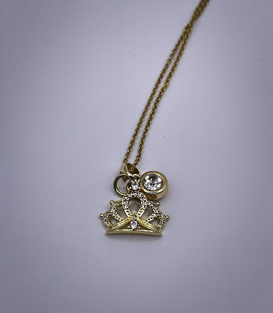 Princess Crown Birthstone Necklace
