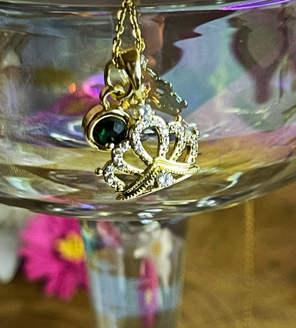 Princess Crown Birthstone Necklace