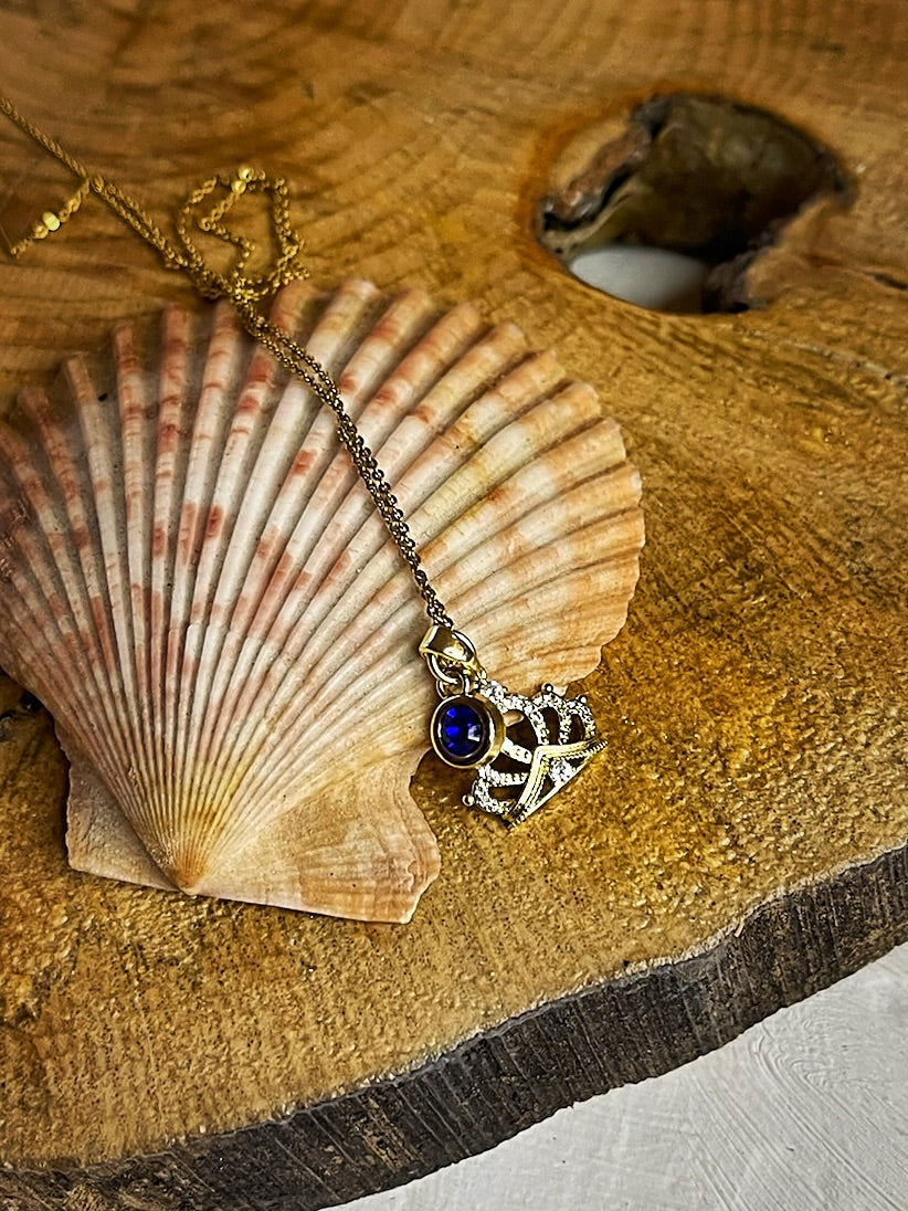 Princess Crown Birthstone Necklace