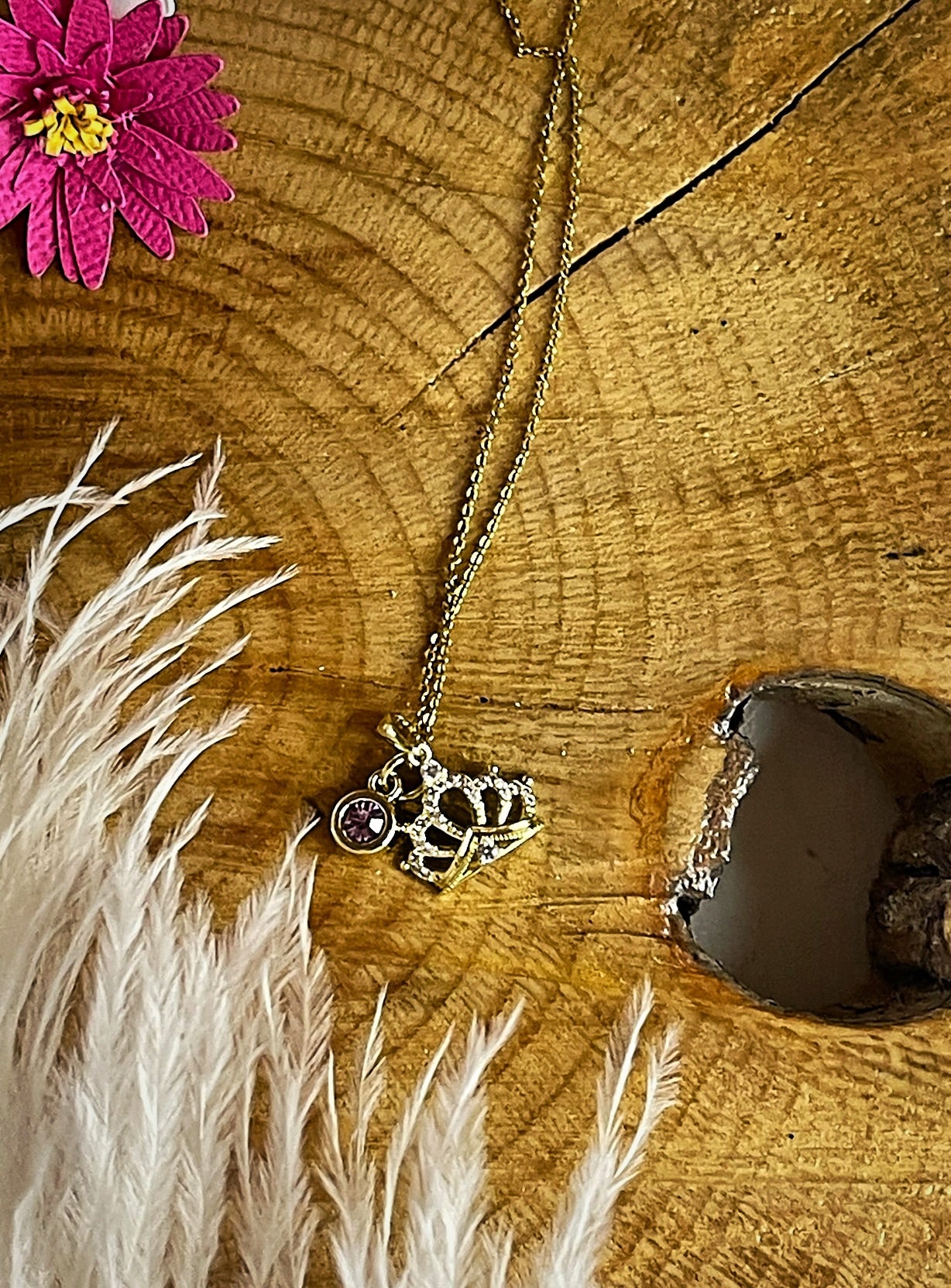 Princess Crown Birthstone Necklace