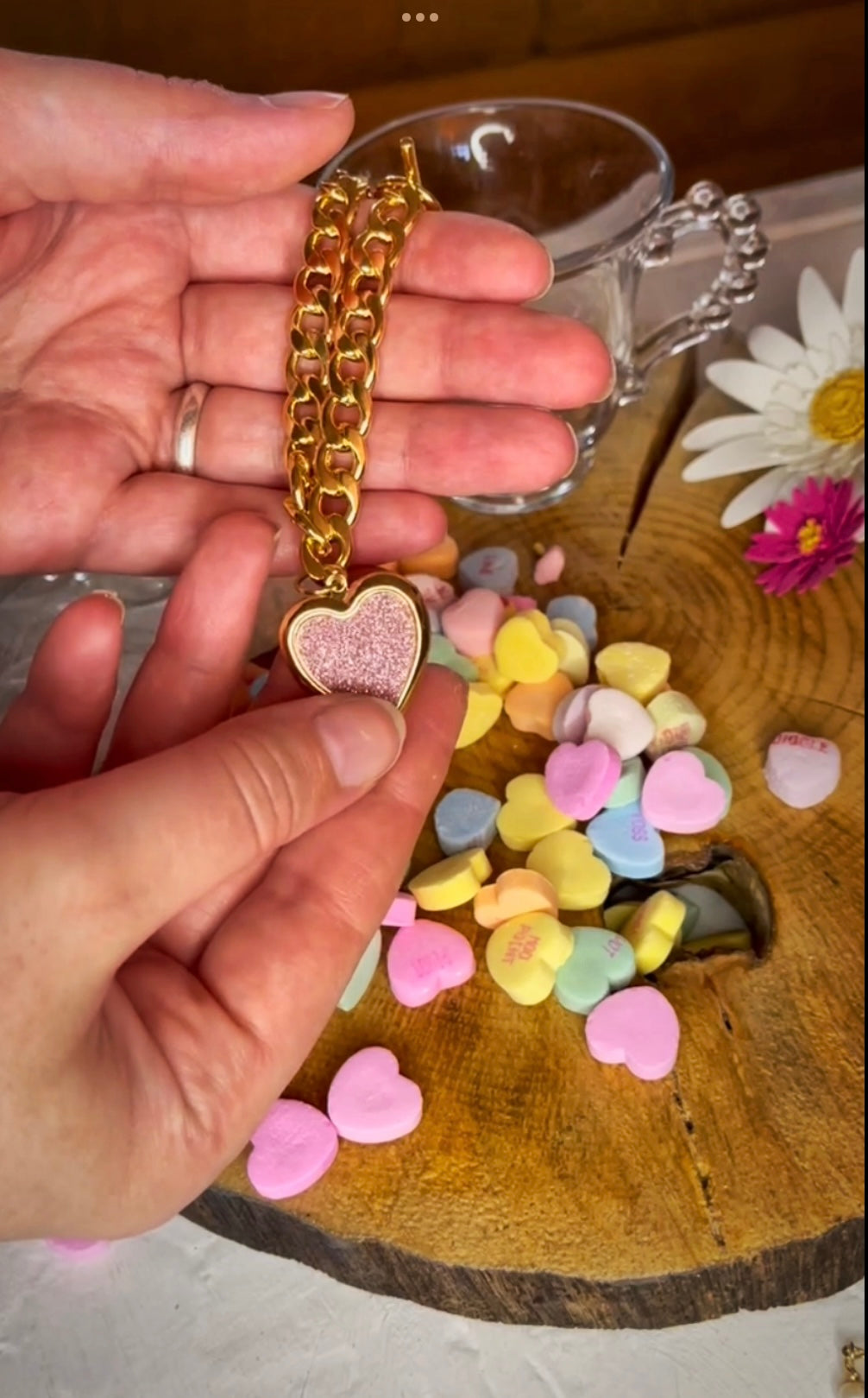 Sparkly Heart Locket Bracelet