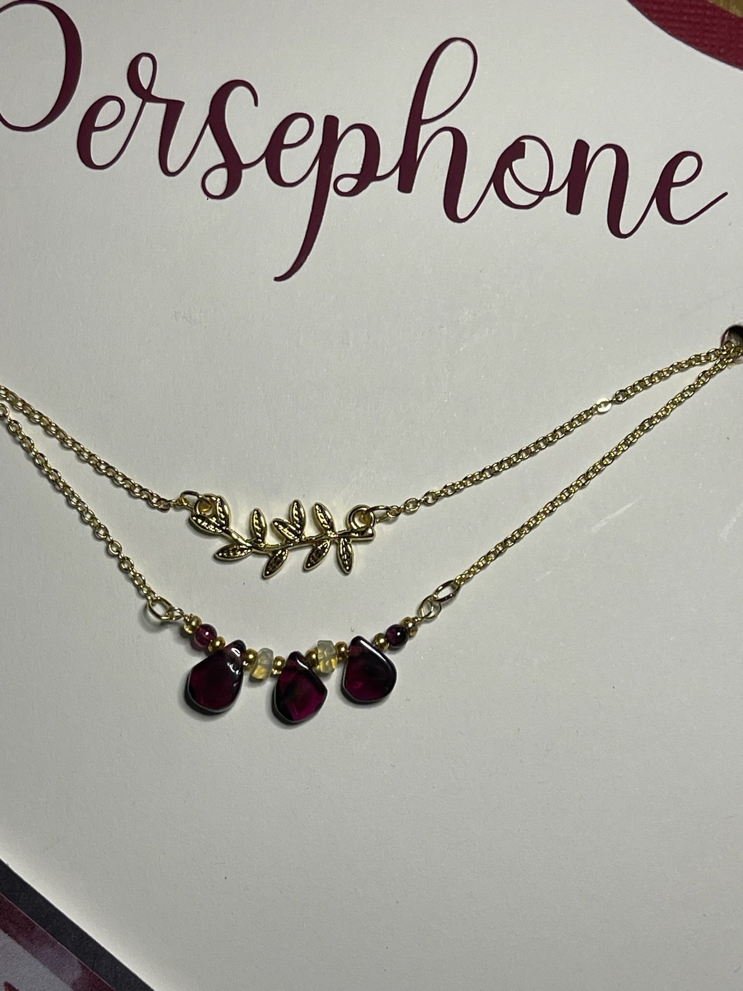 Göttinnen-Halsketten-Set – Persephone: Granatstein