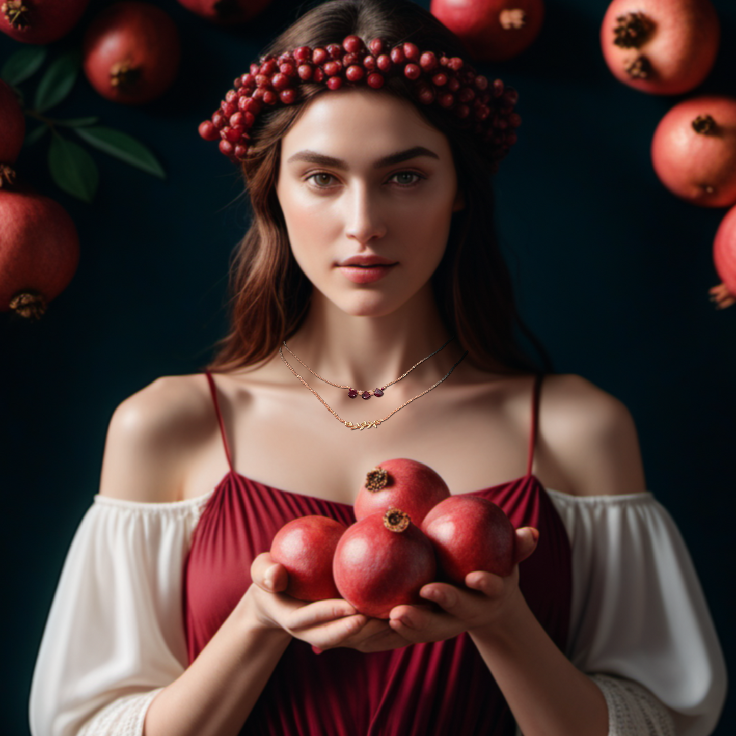 Göttinnen-Halsketten-Set – Persephone: Granatstein