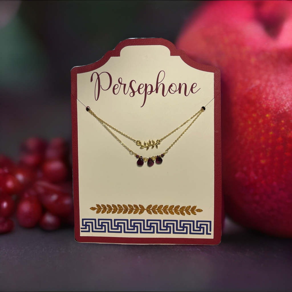 Göttinnen-Halsketten-Set – Persephone: Granatstein
