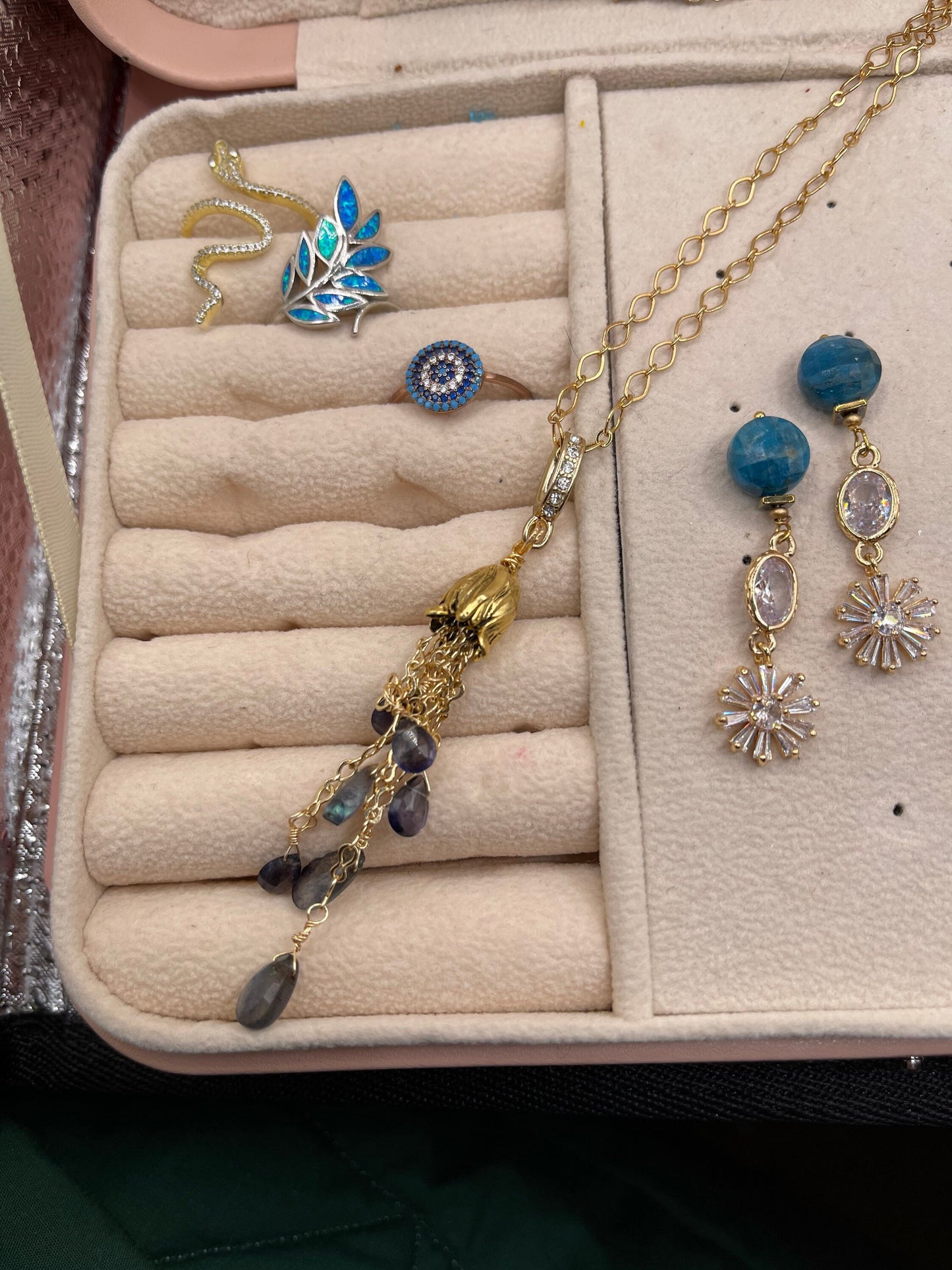 Labradorite and Iolite Tassel Necklace