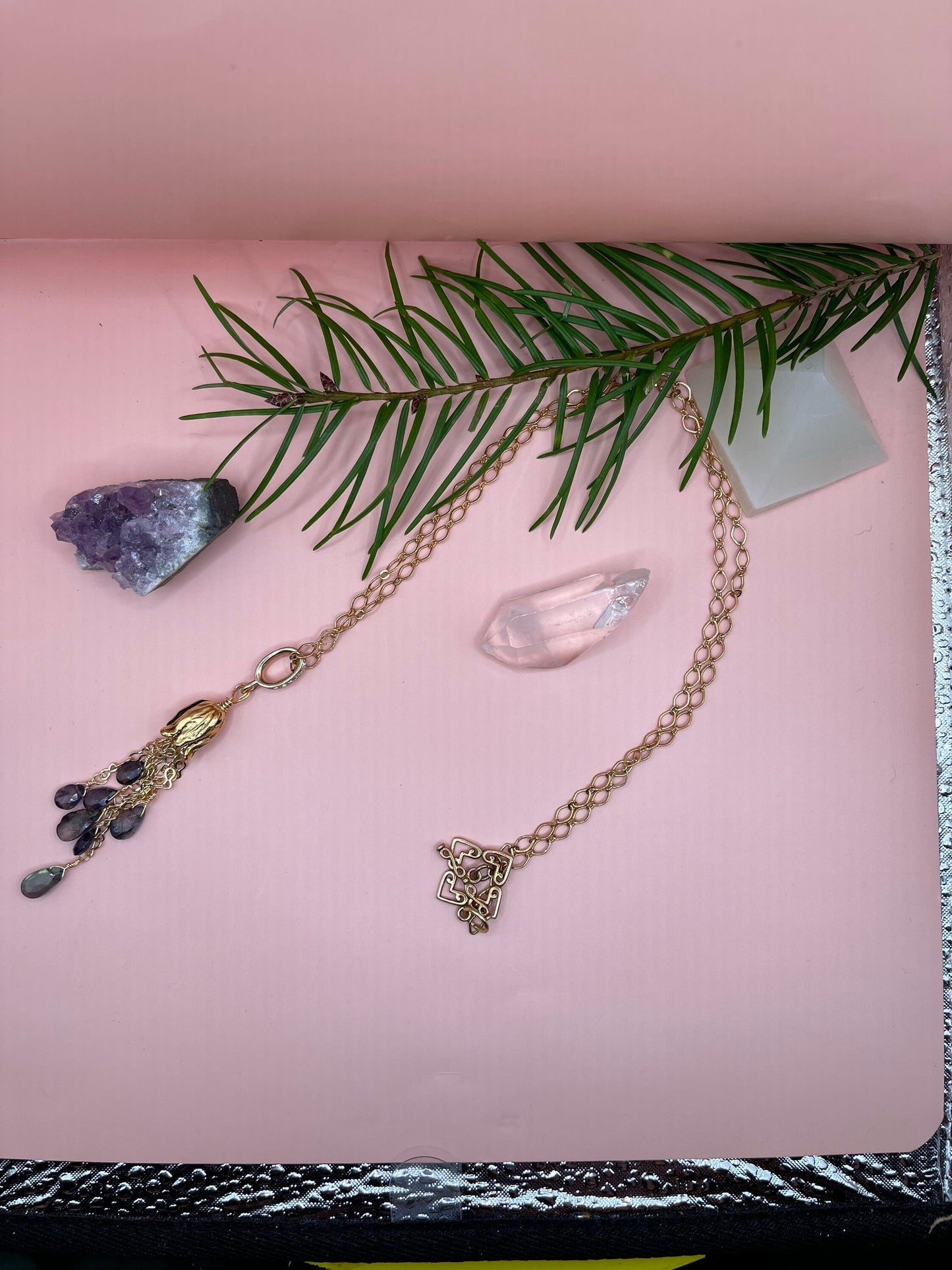 Labradorite and Iolite Tassel Necklace