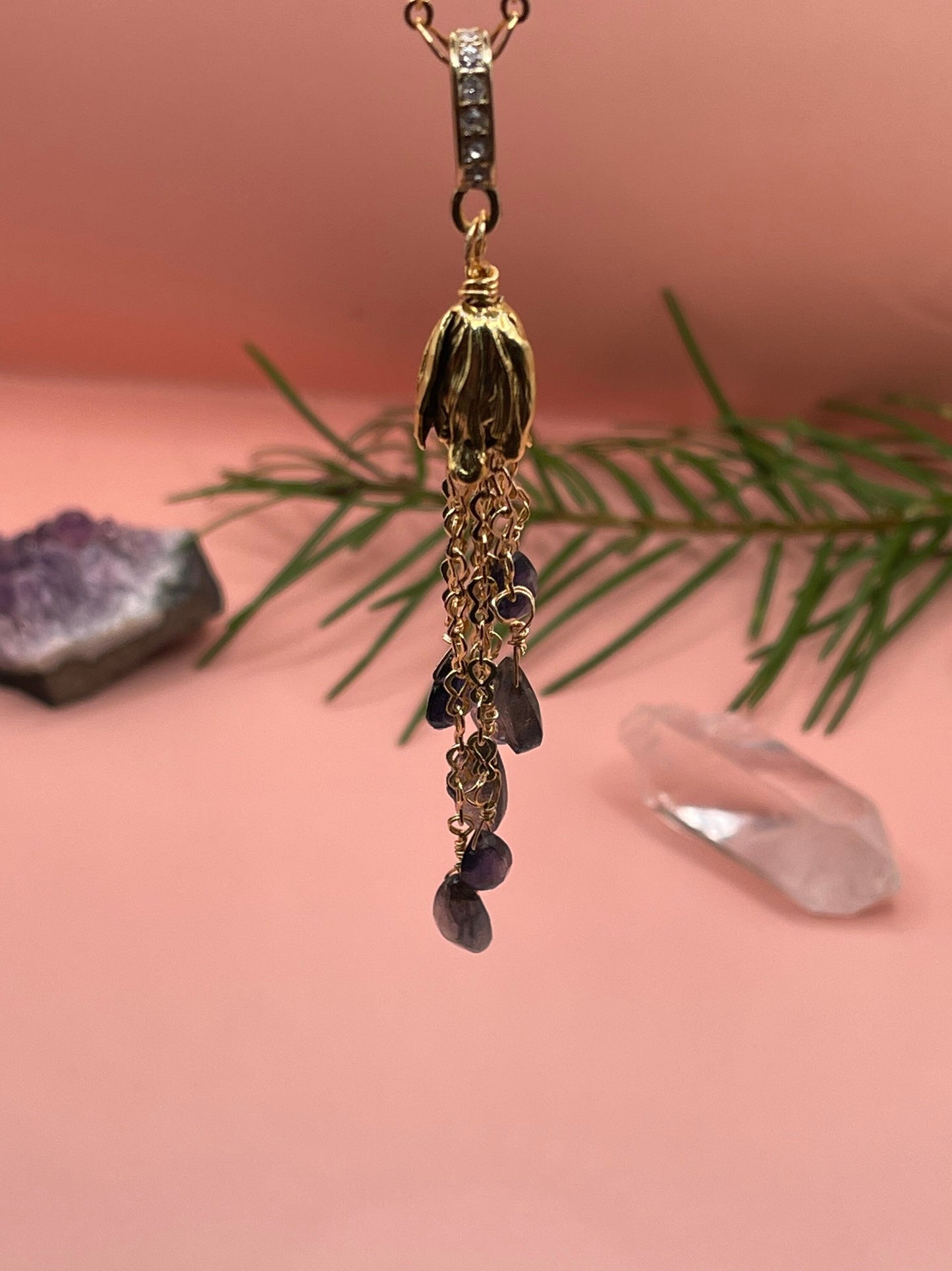 Labradorite and Iolite Tassel Necklace