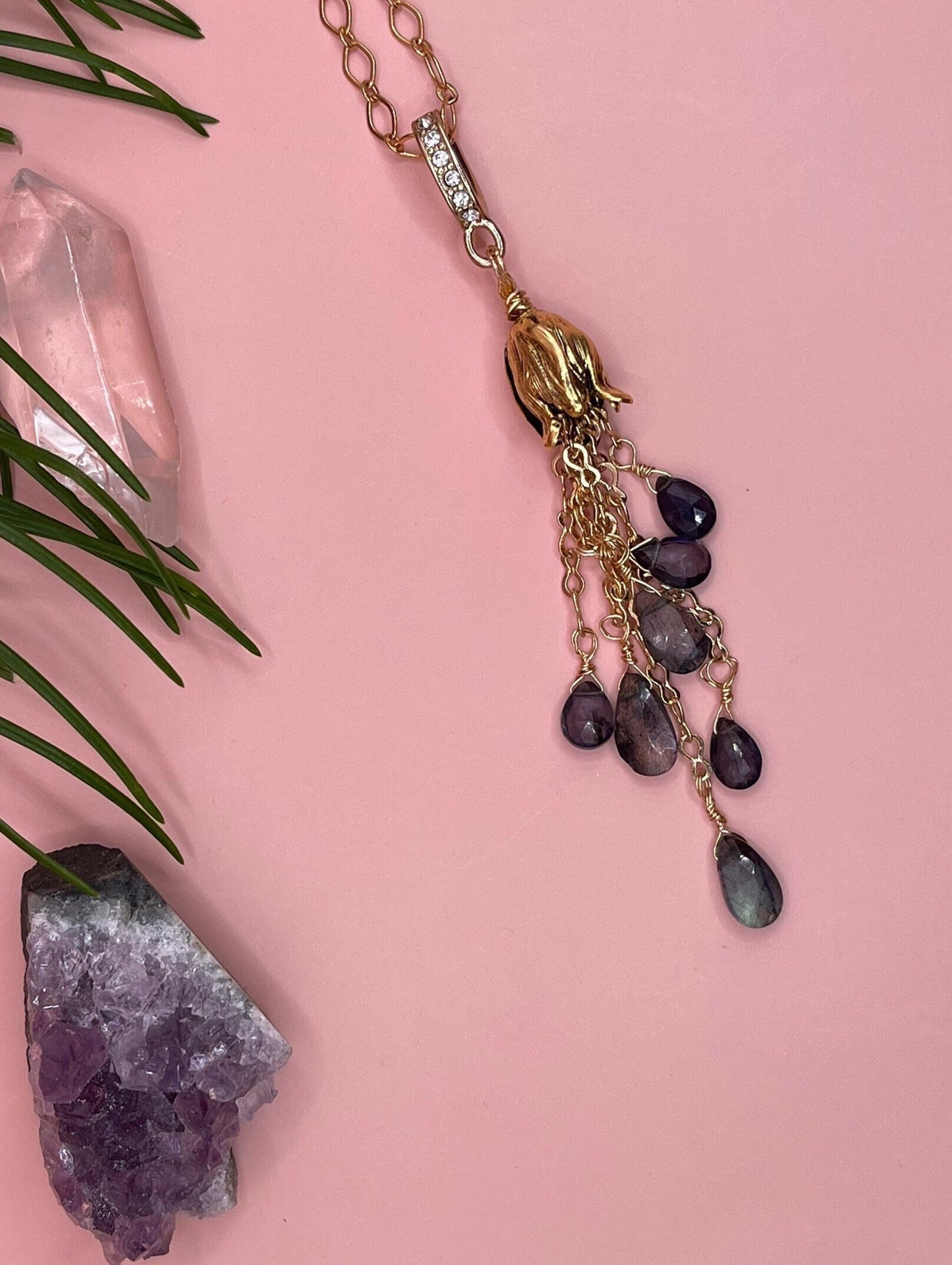 Labradorite and Iolite Tassel Necklace