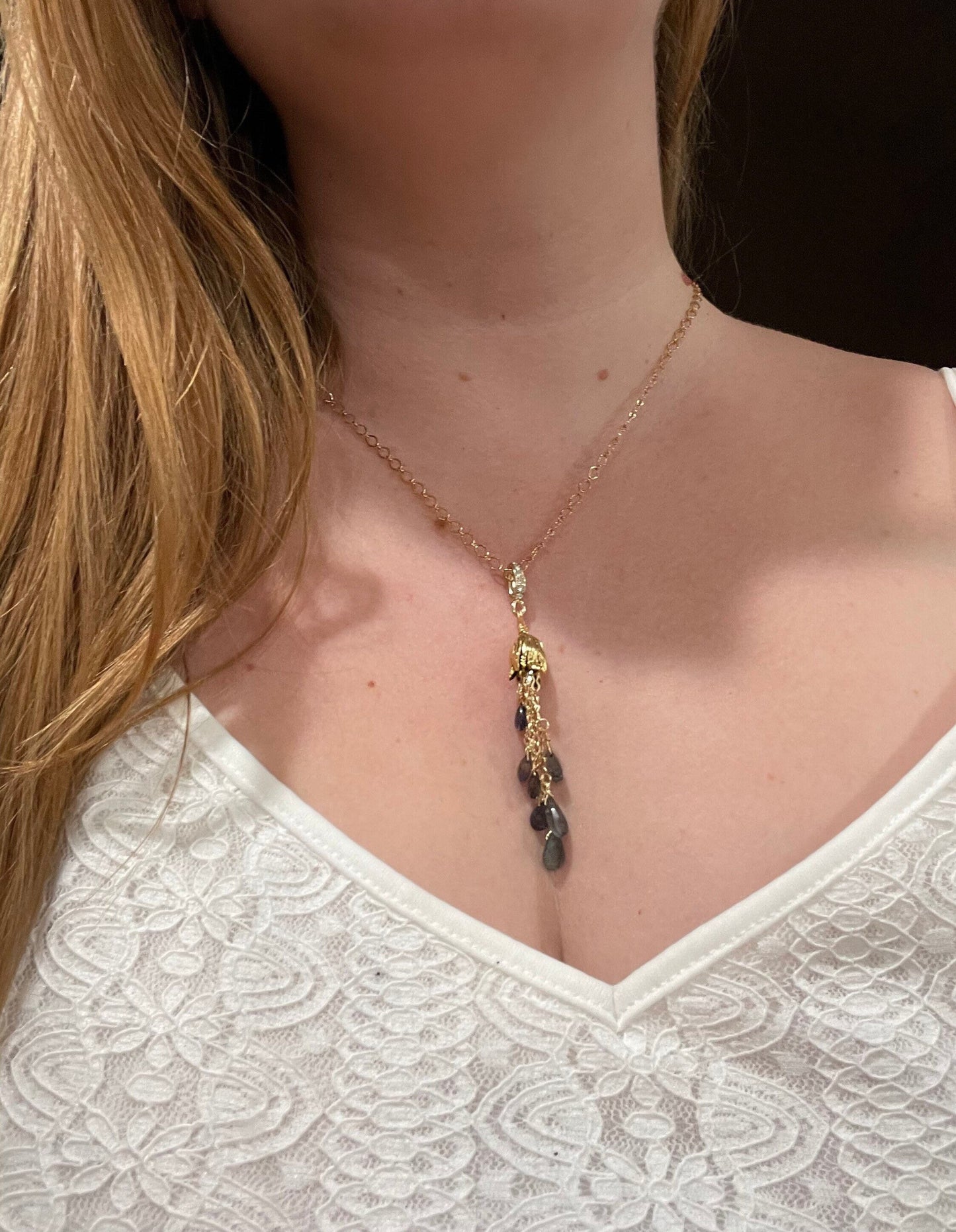 Labradorite and Iolite Tassel Necklace