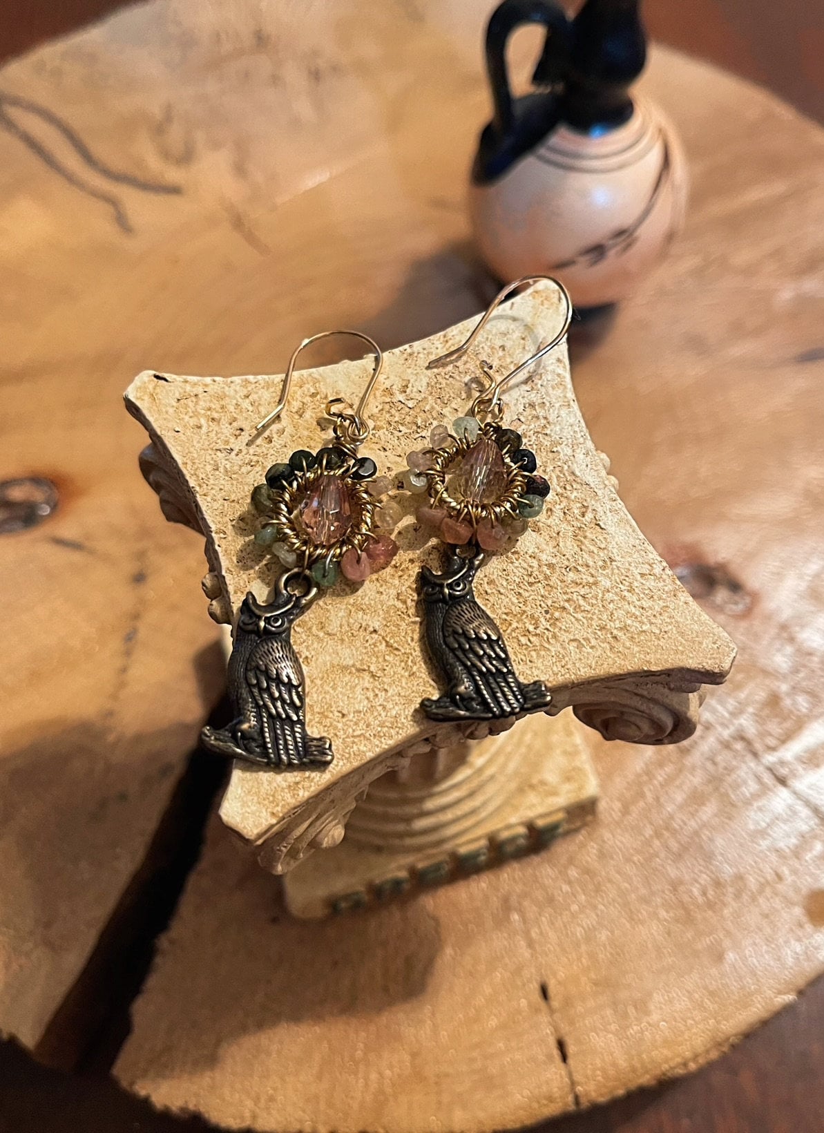 Harvest Owl Earrings - Athena : Goddess of Wisdom