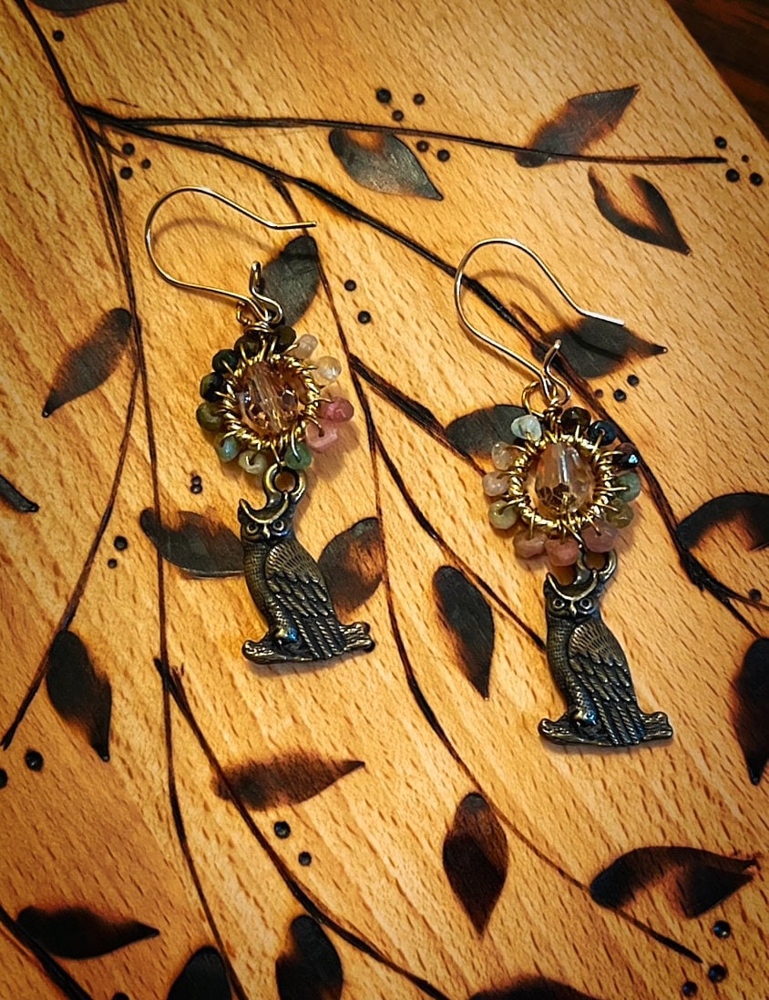 Harvest Owl Earrings - Athena : Goddess of Wisdom