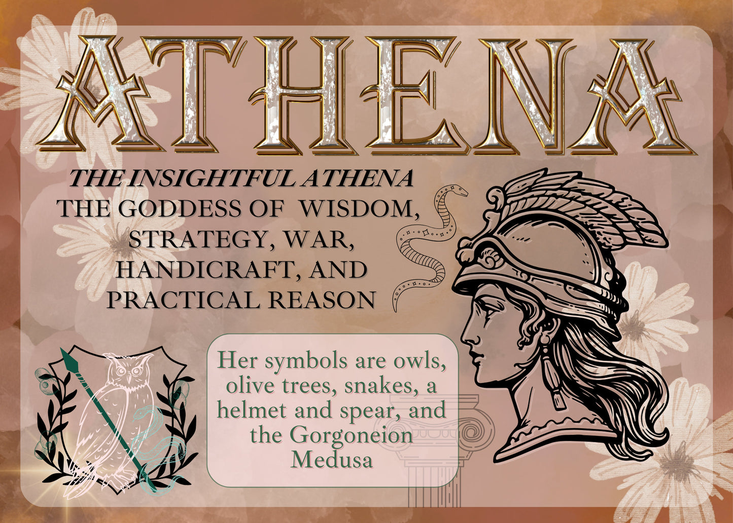 Owl Pendant - Athena : Goddess of Wisdom