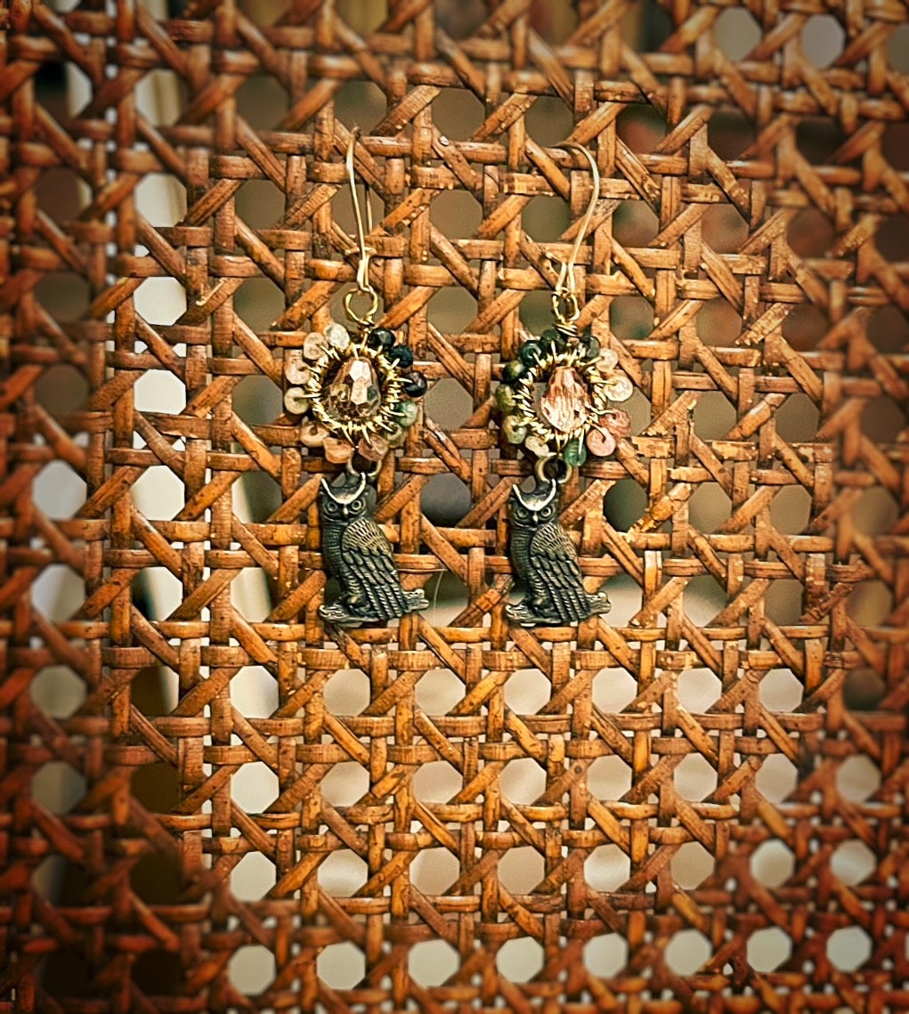 Harvest Owl Earrings - Athena : Goddess of Wisdom