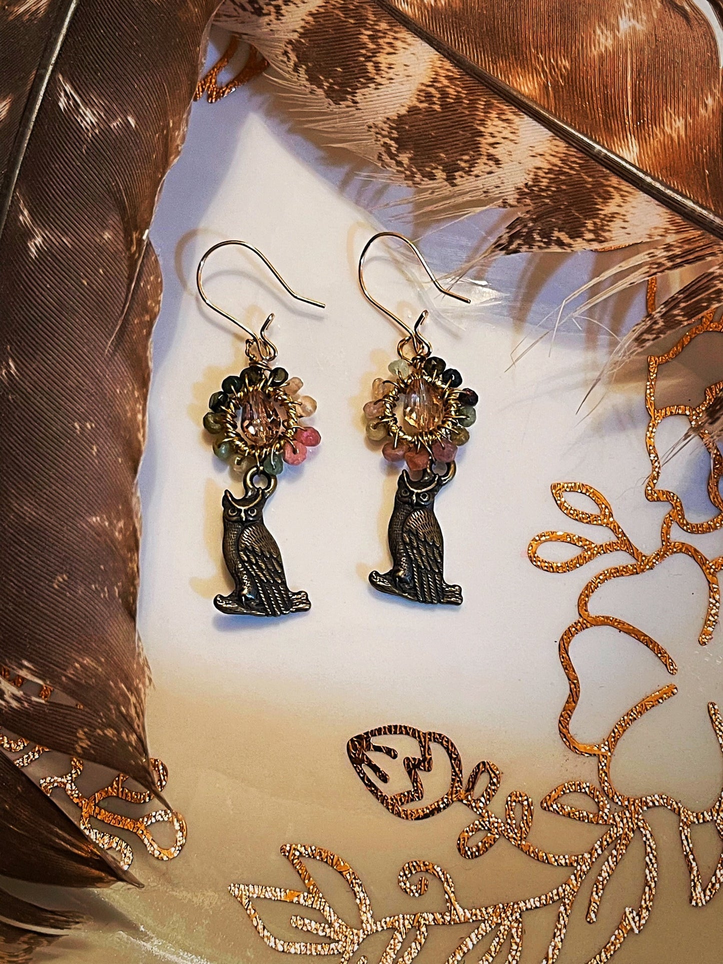Harvest Owl Earrings - Athena : Goddess of Wisdom