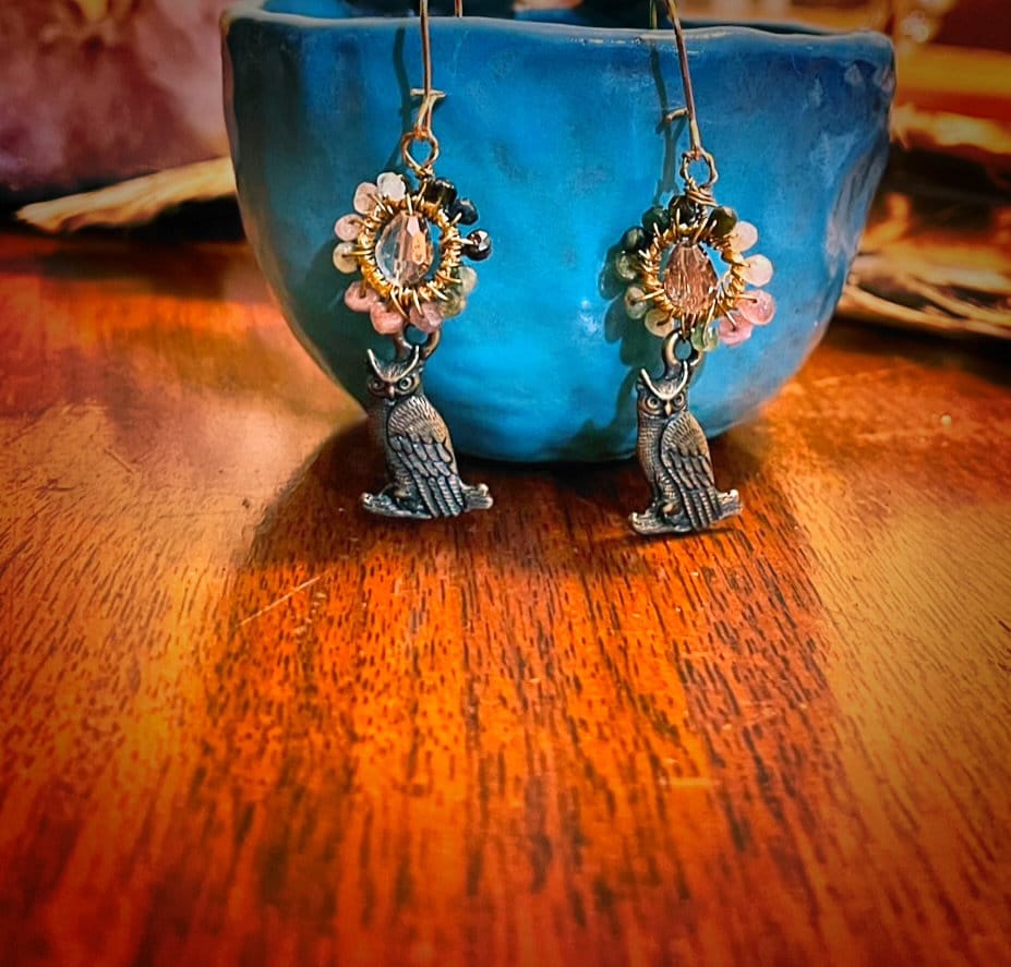 Harvest Owl Earrings - Athena : Goddess of Wisdom