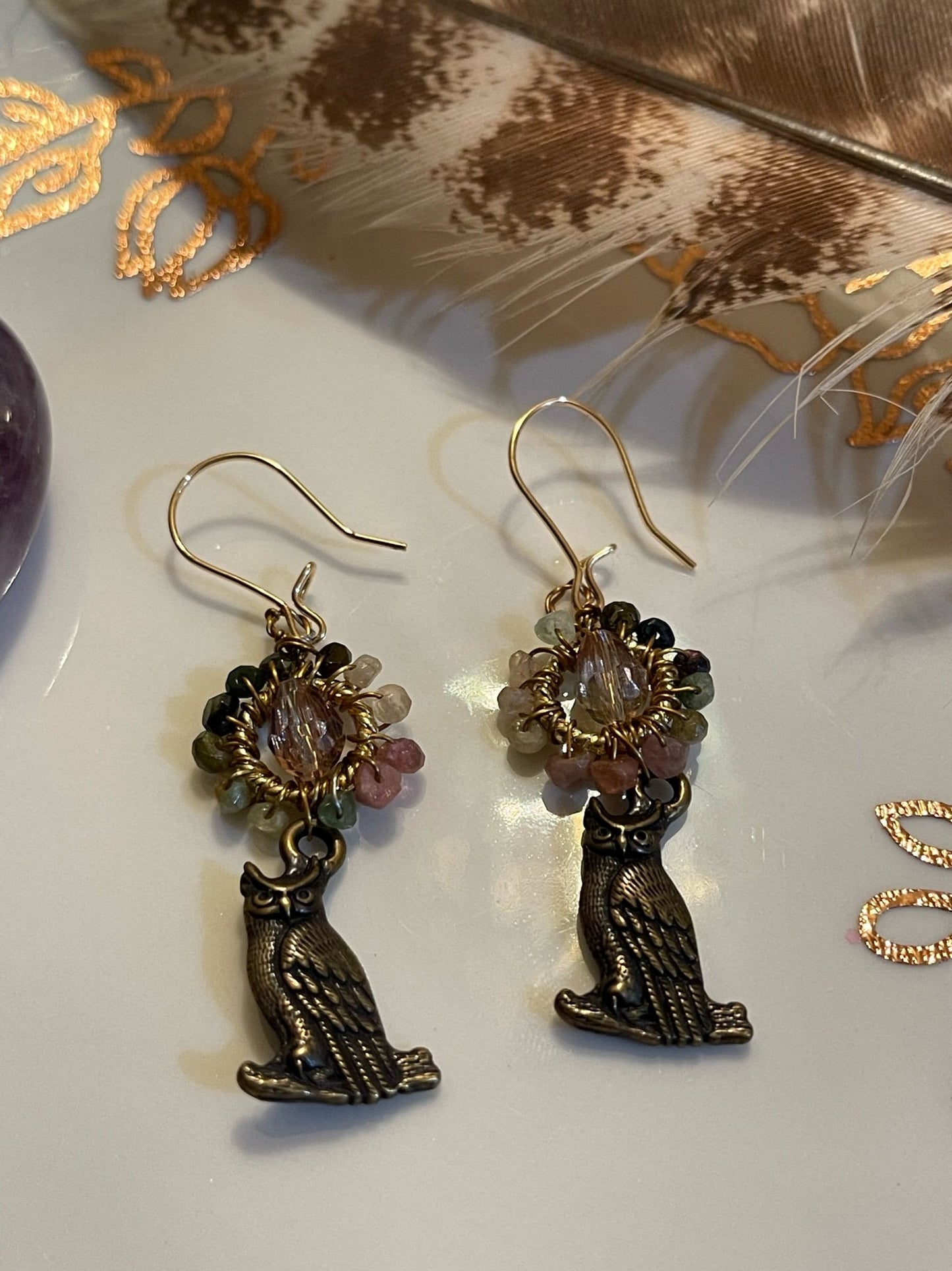 Harvest Owl Earrings - Athena : Goddess of Wisdom